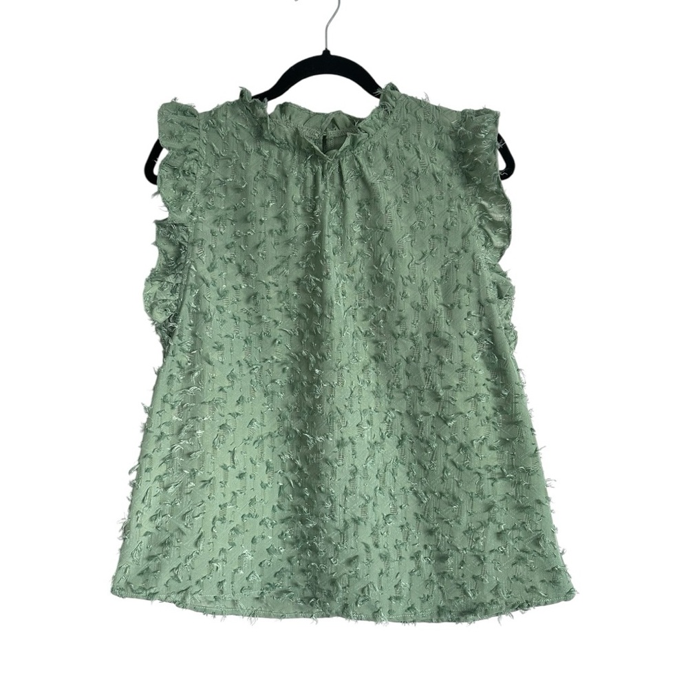 THML Green Sleeveless Top with Ruffle Sleeves